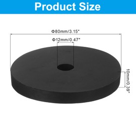 PATIKIL Vibration Isolation Washer 3" OD 0.5" ID 0.4" Thick, 8 Pack Rubber Round Anti Mechanical Damping Feet Pads, Black