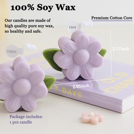 Mewealth Candles Gifts for Women, Soy Wax Aromatherapy Candle, Room Decor Cute Flower Shaped Scented Candles, Aesthetic Decorative (Purple Rose, 3 Inch)