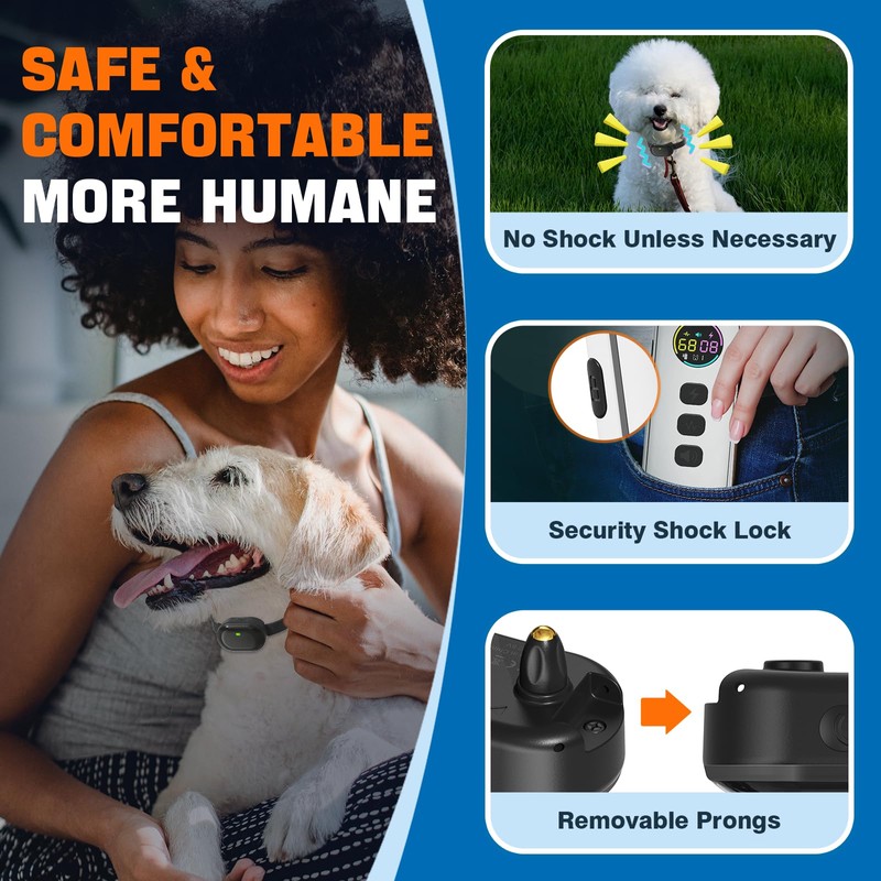 Small Dog Shock Collar with Remote, Lightweight Dog Training Collar