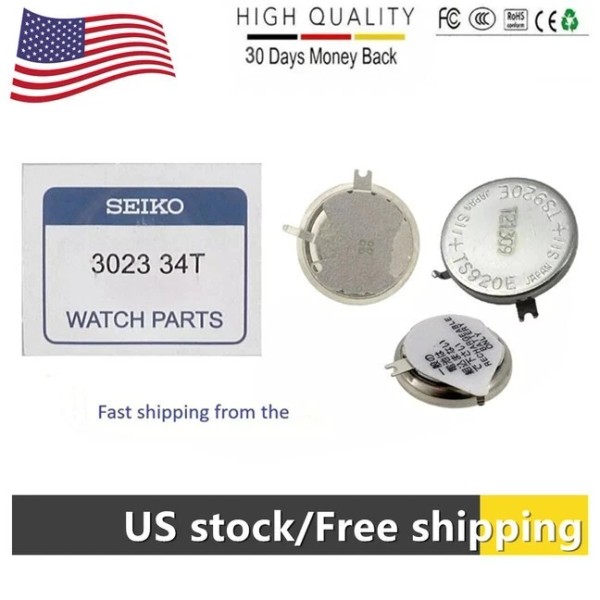 Universal for Seiko Solar Watch Capacitor Battery 302334T 3023-34T f/