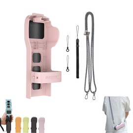 Osmo Pocket 3 Funda protectora con cordón, tapa magnética de almacenamiento para filtros y lente gran angular, cardán abatible y protector de cuerpo de cámara, compatible con DJI Osmo Pocket 3 (rosa)