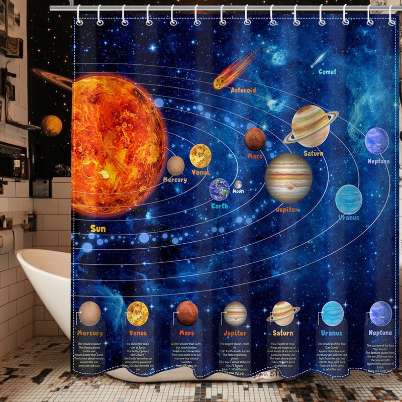 Mocsicka Galactic Outer Space Shower Curtain Boys Nebula Universe Planet