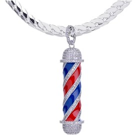 metaltree98 Barber Shop Pendant 20" Miami Cuban Chain Necklace BCH 15108 (Silver Tone)