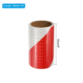 PATIKIL Reflective Tape, 4 Inch x 10 FT Waterproof High Visibility Self-Adhesive Warning Safety Tape Outdoor Reflector Stickers for Cars Trucks Trailers, Red White