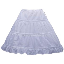 MuchXi Flower Girl Girls' 3 Hoops Petticoat Puffy Full Slip Kids Crinoline Swing Skirt White M