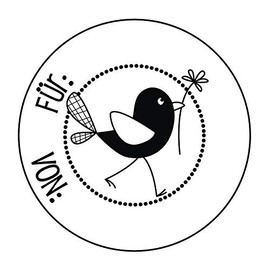 Rayher Stamp "Gift Tag", round, 3 cm diameter, wooden stamp, butterer stamp, round stamp, 28890000