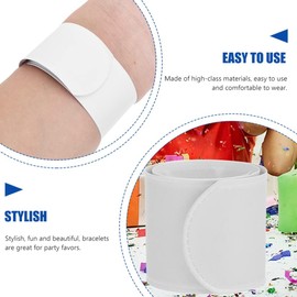 White Slap Bracelets,12 PCS Plastic Party Bracelets DIY Blank Slap Bands Slap Wristband Bulk Plain Snap Party Bracelets Plastic Snap Bands for Kids Adults