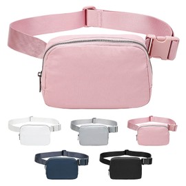 YouNuo Fanny Pack for Women Men, Mini Everywhere Cross Body Belt Bag with Adjustable Strap, Waterproof Fashion Waist Pack for Running, Hiking, Traveling, Jogging, Workout, Pink