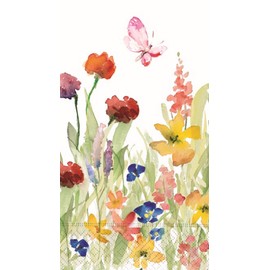 Design Design Wildflowers Garden Theme Disposable Guest Towels - Butterflies and Wildflowers - Pack of 15 - 3-Ply Buffet Napkins