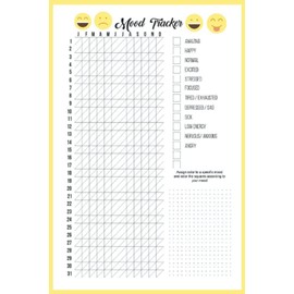 Notebook - Mood Tracker: Journal _6in x 9in x 114 Pages White Paper Blank Journal with Black Cover Perfect Size
