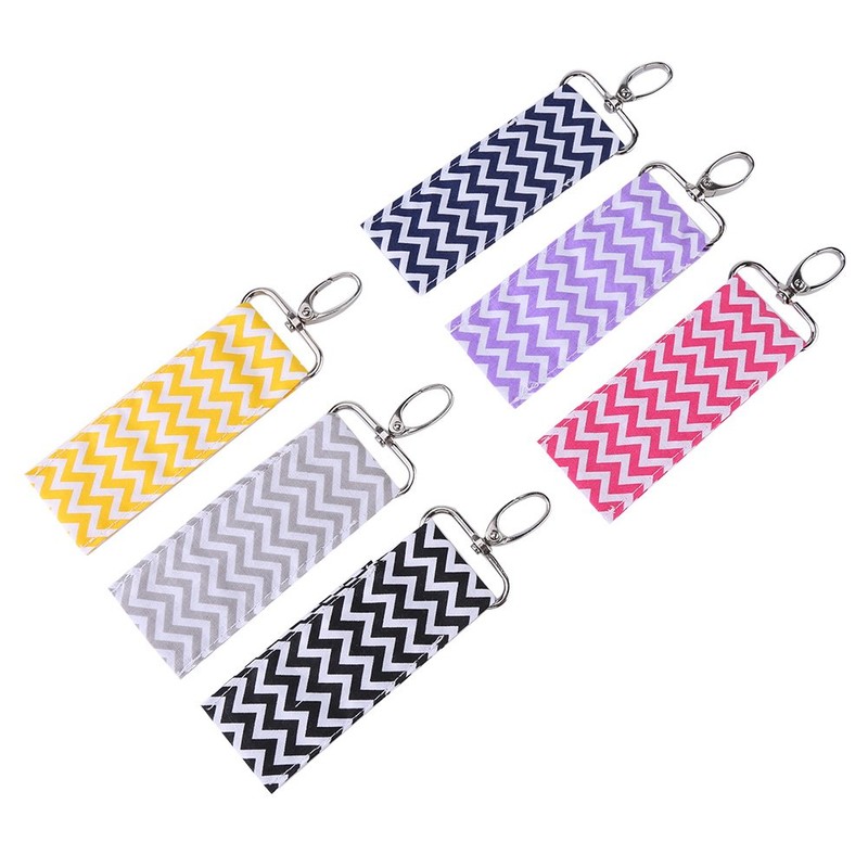 ANKROYU 6Color Lipstick Holder Keychain, Wave Pattern Lip Balm Chapstick