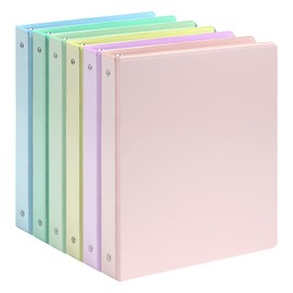 SUQJOY 1" 3-Ring Binder, 1-inch Pastel Color Binder with 2 Inside Pockets, Clear View Cover Binder Holds 8.5'' x 11''Paper, Round Ring Binders for Office/Home/School, 6 Pack (Assorted 6 Colors)