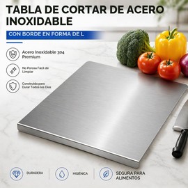 Stainless Steel Cutting Board with Lip, Large Stainless Steel Cutting Board, 304 Food-Grade Metal, Anti-Slip Design, Durable, and Easy to Clean (20 * 20in)