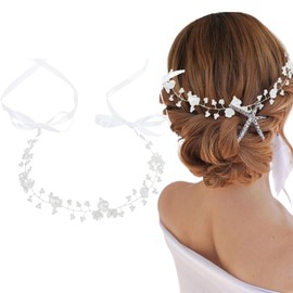 MWUMRCM Communion Hair Accessories, Comes with 4 Hair Pins, Hair Bands for Girls, Flower Wreath, Hair, Children, Wedding, Girls, Flowers, Bridal Hair Accessories, Pearl Headband