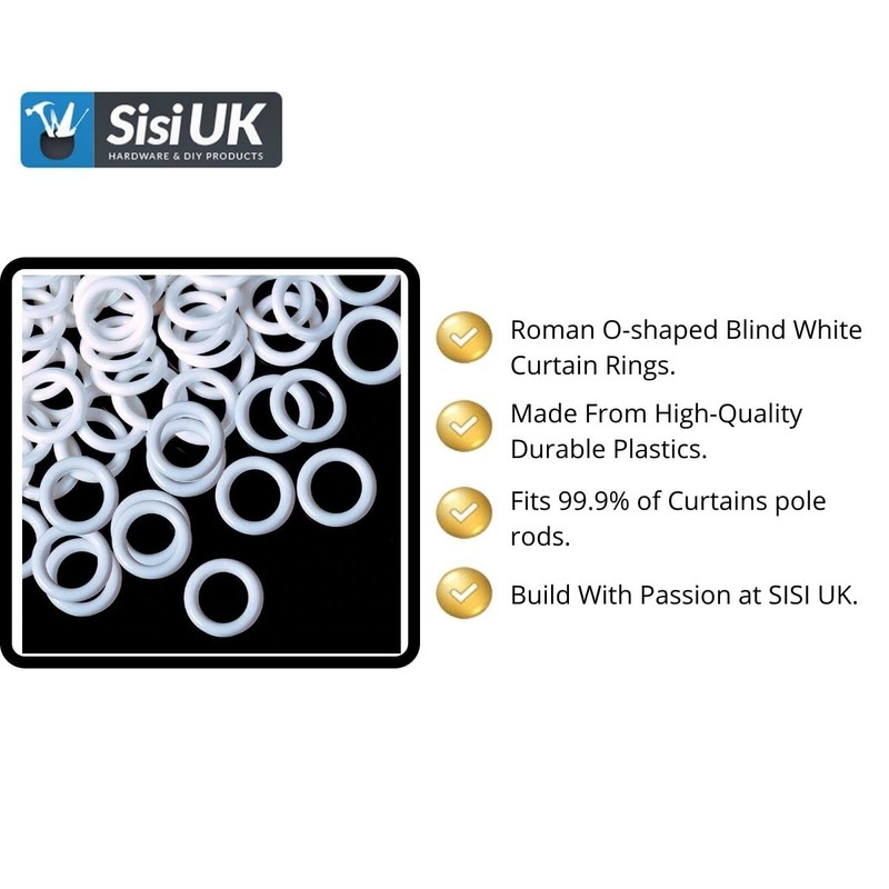 White Curtain Upholstery Rings 16mm – O-Shaped Hollow Roman Blind