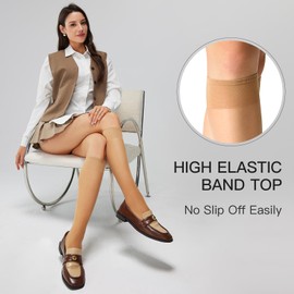 Yilanmy 12 Pairs Knee High Stockings Black Nude Sheer Pop Socks Soft 15 DEN Nylon Socks for Women (6 pairs natural+6 pairs black)