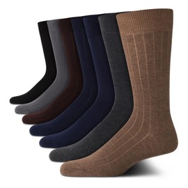 Van Heusen Men's Dress Socks - 7 Pack Premium Stretch Moisture Wicking Crew Socks with Reinforced Heel and Toe (Size: 6-12.5), Size 6-12.5, Assorted Texture