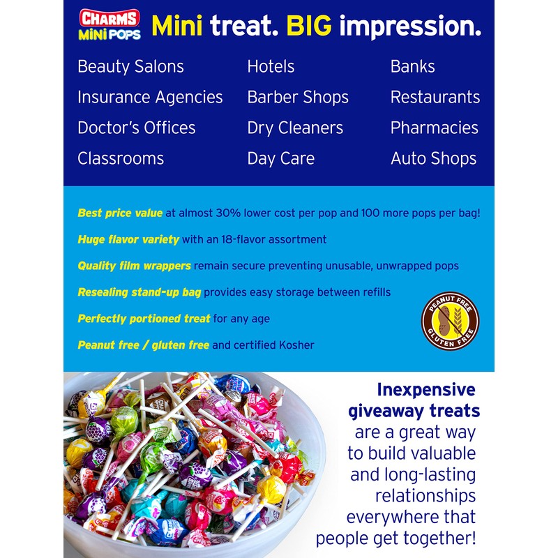 Charms Mini Pops - 4.5 lb Bag of Individually Wrapped