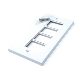 Euro Module Wall Plate Faceplate Frame with Screws – Compatible with Standard Euro UK Modules (Dual Gang 4 Port)