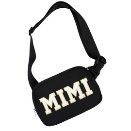 Lamyba Mothers Day Gifts for Mimi Waterproof Adjustable Fanny Pack MIMI Gifts for Grandma Crossbody Waist Bag Black
