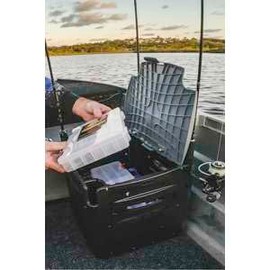 RAILBLAZA RAILBLAZA Gear Hub Kayak Fishing Crate - with 4 Internal Rod Holders, Storage for 8 TackleBoxes, Premium Kayak Crate with Rod Holders and Lid