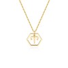 Aimber 18K Gold Plated Hexagon Initial Necklace 12 Zodiac Sign