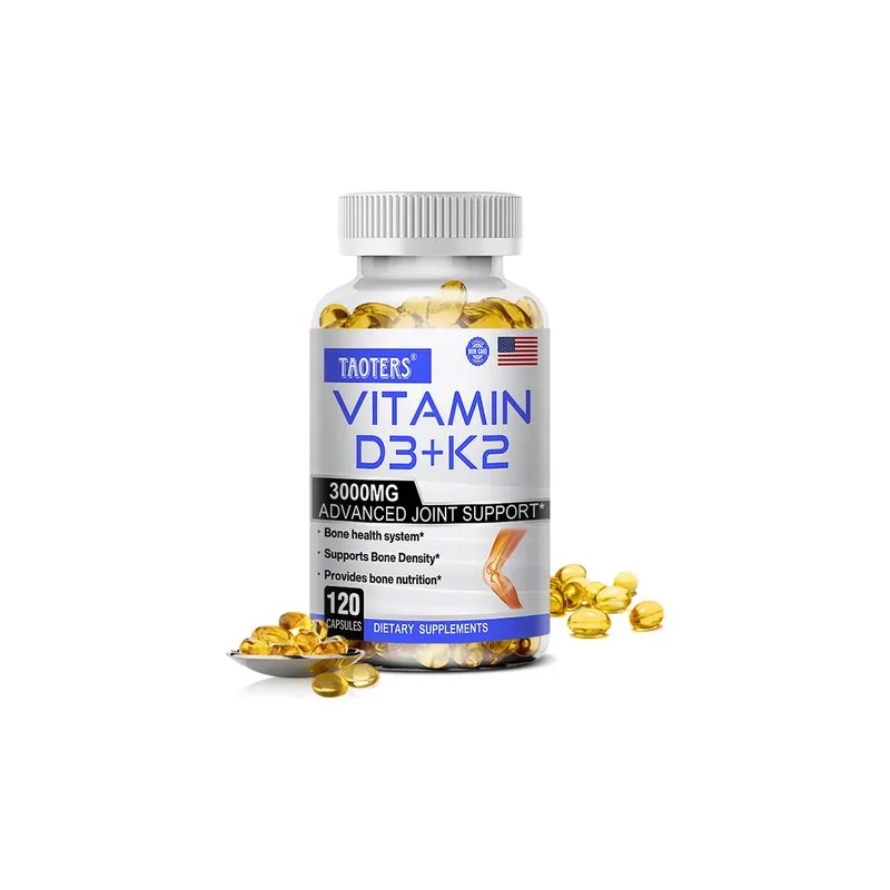 Taoters K2d3 120 Cápsulas, Vitamina D3, K2, Sin Sabor