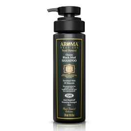 AROMA DEAD SEA Black Mud Shampoo - Fights Dandruff, Thinning Hair, Weak Roots & Itchy Scalp. Prevents Hair Loss & Encourages Growth. Ideal for Damaged Hair (8.45 fl.oz) | AROMA DEAD SEA