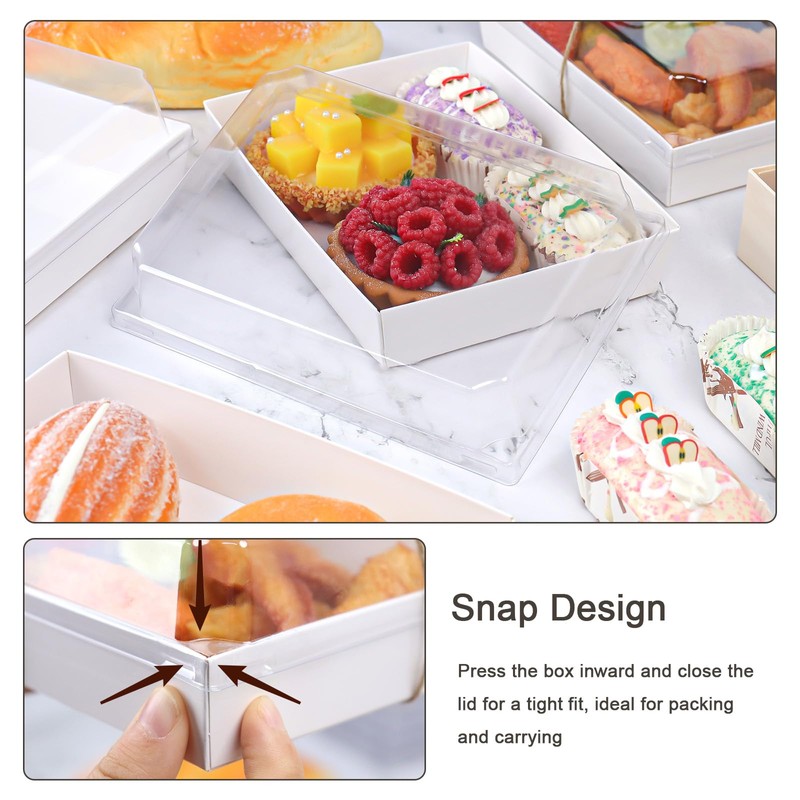DeziWood 7x5 Inches Charcuterie Boxes with Clear Lids, 50 Pack