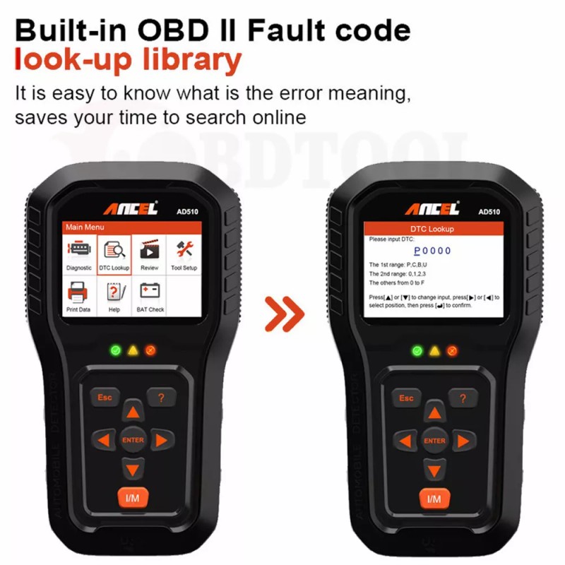Ancel AD510 OBD2 Auto Check Engine Battery Check Diagnostic Scanner