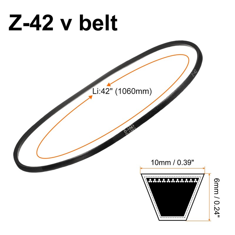 sourcing map Z-42 Z Type V-belt 1060mm/42" Inner Length x