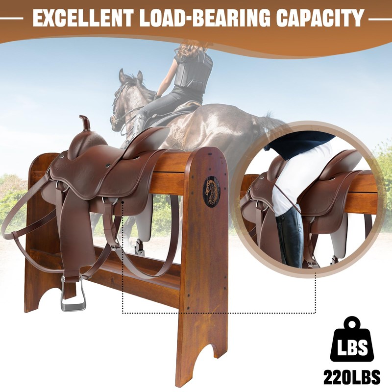 Solid Wood Saddle Rack, Horse Saddle for Western Saddle and
