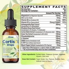 Cortisol Supplements Liquid for Women Men, Cortisol Wellness Drops for Relaxation, Zzz, Stress, Focus Support, Hormone Balance with Magnesium Glycinate, Ashwagandha, Rhodiola, L-Theanine, 2 FL OZ