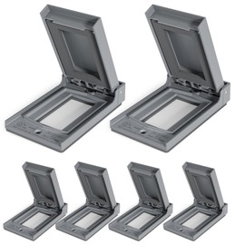 ELEGRP Vertical Outdoor Cover for Decotative Receptacles, Weatherproof Wall Plate, Outdoor Electrical Outlet Cover, Standard Size 1-Gang 4.85” x 2.82”, Thermoplastic, 6 Pack, Grey