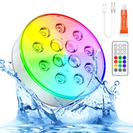 U UZOPI Pool Lights, Upgraded Rechargeable Submersible LED Lights with Remote Waterproof 16 Colors Hot Tub Underwater Light for Inground Pool, Pond, Aquarium, Bath, Party, Vase