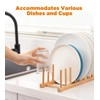 RISHTEN Bamboo Dish Drying Rack, Wooden Storage Holder Organizer for
