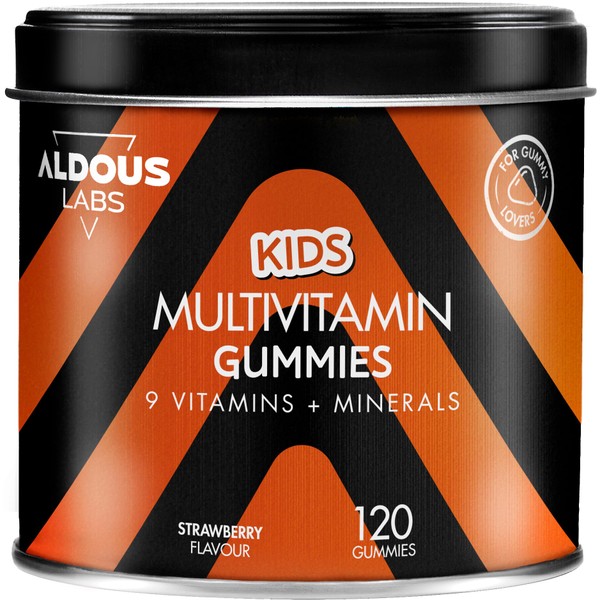 Multivitamin Gummies for Children, 120 Gummies with Natural Strawberry Flavour, 12 Vitamins and Minerals, Vitamins, Biotin, Zinc, Folic Acid, Iodine, Choline, The Alternative to Capsules