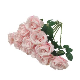 ATFL Pink Roses Artificial Flowers Bulk,12 Pcs Light Pink Roses Artificials,Light Pink Flowers,Fake Roses Artificial Flowers Bulk,Silk Rose Flowers,Artificial Roses with Stems for Wedding(Light Pink)