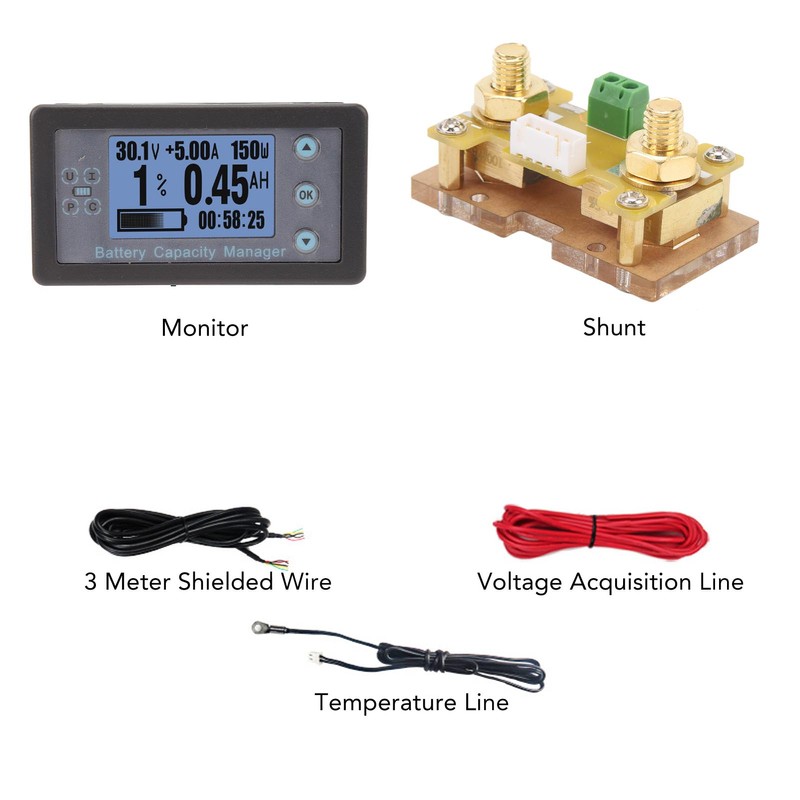 Battery Capacity Manager 200A Monitor LCD Digital Display Battery Coulometer