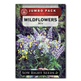Sow Right Seeds - Bulk Wildflowers Seeds Mix for Planting - Annuals & Perennials - 2 Ounce, 56000 Seeds - Non-GMO Heirloom Jumbo Pack with Instructions to Grow Native Garden - Lots of Colorful Blooms