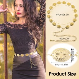 Prasacco Women's Boho Chain Belt, Hollowed Daisy Chain Belt, Adjustable Waist Chain Belt, Cowgirl Belt, Slim Vintage Belt, Metal Waistband, Dress Belt for Concert Outfit