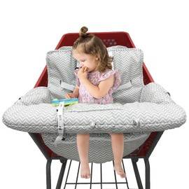 PandaEar Shopping Cart Cover for Baby, 2-in-1 Grocery Cart Seat Cover & Baby Highchair Cover for Infant, Toddler -Grey