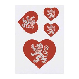 4 x 'Lion Love Heart' Temporary Tattoos - Water Resistant, Skin-Safe, Non-Toxic Transfers, Mixed Sizes (TO00084860)