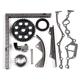 AZHZ Engine Timing Chain Kit Time Chain Part Set W/Tensioner Guide Rails Crank Sprocket Fit for Nissan 720 2.4L 1983-1986 for Nissan D21 2.4L 1986-1988, Replace 029-0115