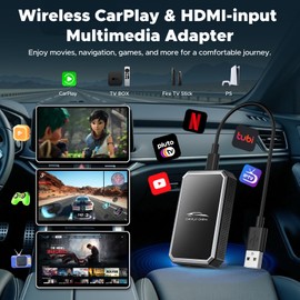 LAMTTO Adaptateur sans fil CarPlay with Car TV Mate, 2 in 1 HDMI Adapter for Wireless CarPlay & Multimedia Streaming, Plug & Play for Fire TV Stick Gaming More, iOS 10+, Type-C/USB, Wi-Fi 5.8 GHz