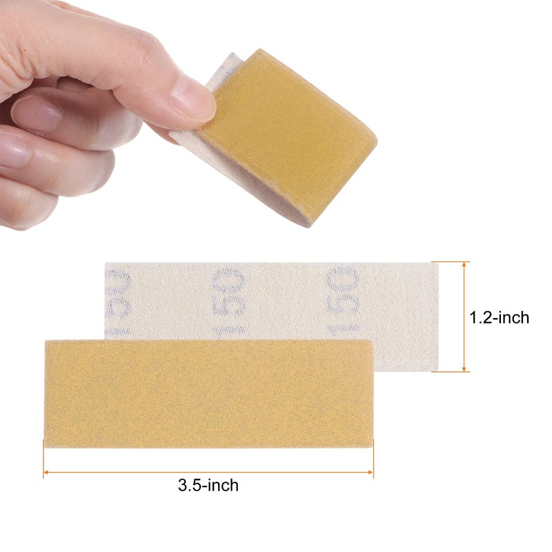 HARFINGTON 15pcs Micro Sander Paper 150 Grit 3.5x1.2 Inch Mini