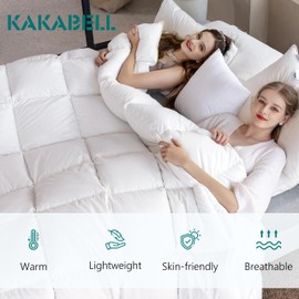 KAKABELL Goose Down Feather Comforter Palatial King Size Noiseless Duvet Insert with Premium Egyptian Cotton Cover Medium Warm Soft Down Duvet Insert 120x98 Inches