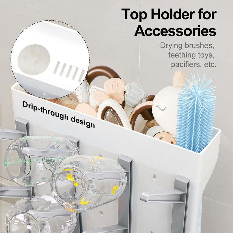 GoMaihe Baby Bottle Drying Rack: Space Saving Vertical Bottle Dryer