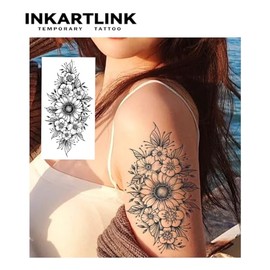 INKARTLINK Tattoo Tech, 2 Hojas De Tatuaje Semi Permanente Extra Grande, Tatuajes Temporales De Diseño De Arte Para Adultos, Dura 1-2 Semanas, Imperme