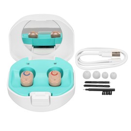 Earbuds Hearing Aids Rechargeable Noise Cancelling Lightweight Digital Hearing Amplifier for Seniors Adults Yellowish Pink